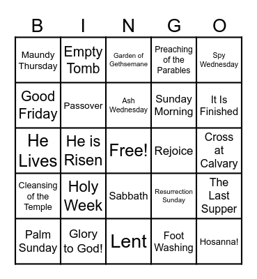Blessed Easter Bingo Card