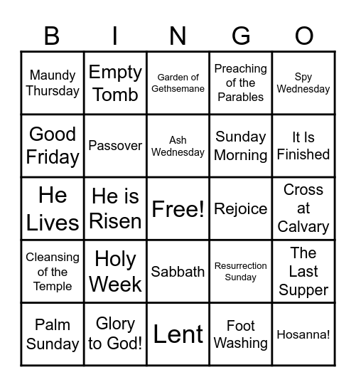 Blessed Easter Bingo Card