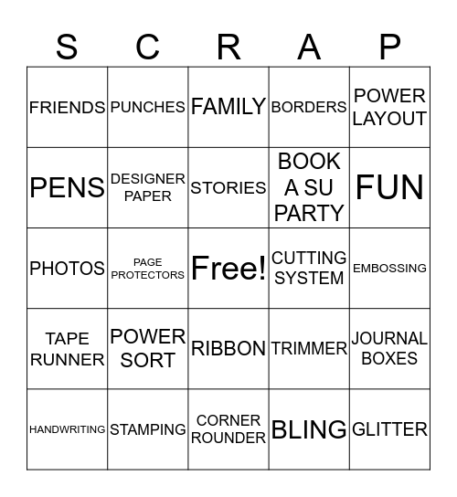 SCRAP Bingo Card