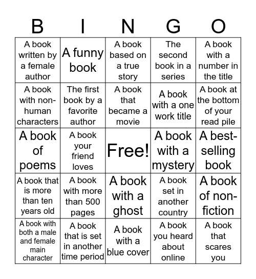 Book Club Bingo Card