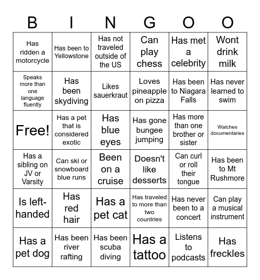 Legend Lacrosse Bingo - Find someone who... Bingo Card