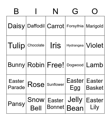 Spring Bingo Card