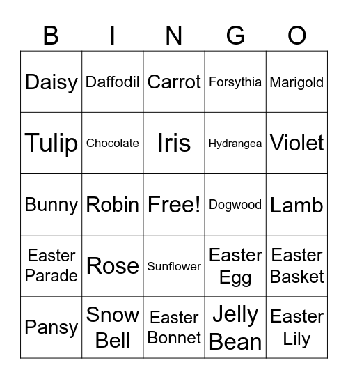 Spring Bingo Card