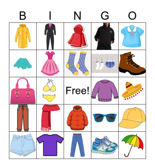 la ropa Bingo Card
