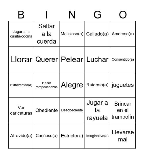 La Niñez Bingo Card