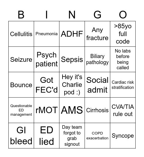 MOD Bingo Card