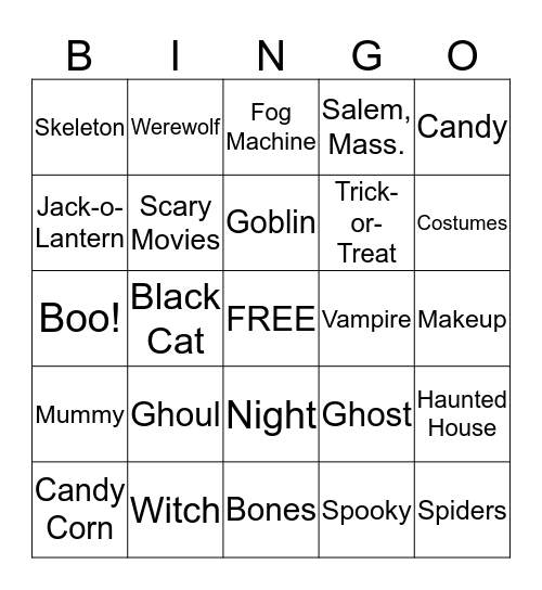 Halloween BINGO! Bingo Card