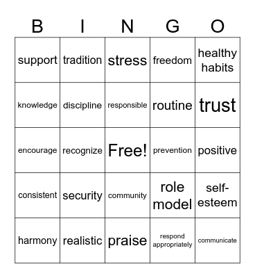 Parenting Bingo Card