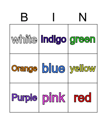 Color Bingo Card