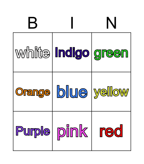 Color Bingo Card
