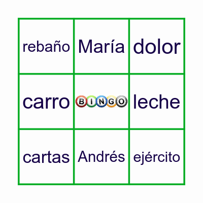 BINGO DE SUSTANTIVOS Bingo Card