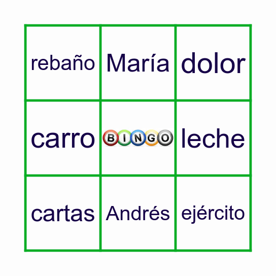 BINGO DE SUSTANTIVOS Bingo Card