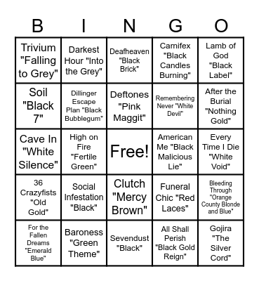 Colors - Metal Bingo Card