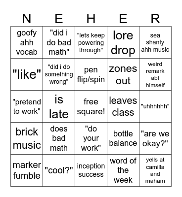 gas fire lit bingo Card