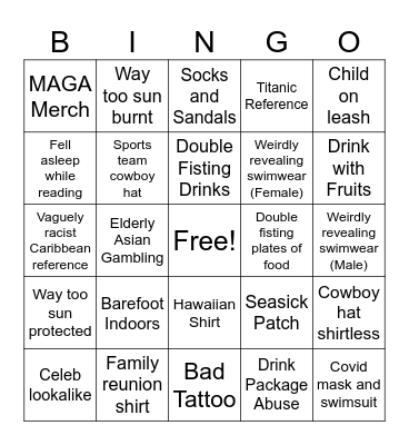 Kirby's Bachelorette Cruise Bingo! Bingo Card