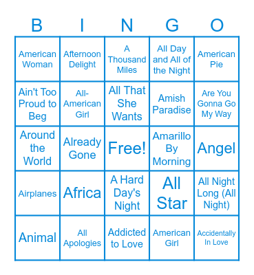 "A" is for April Bingo Card