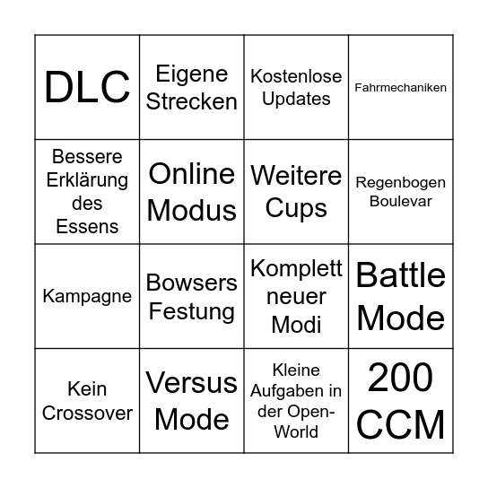 MK World Direct Bingo Card