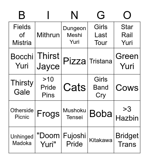 Convention Bingo Card