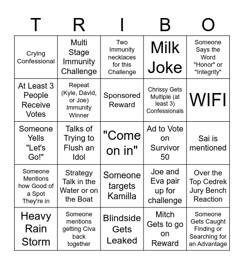 Survivor 48 Episode 8 Bingo Card