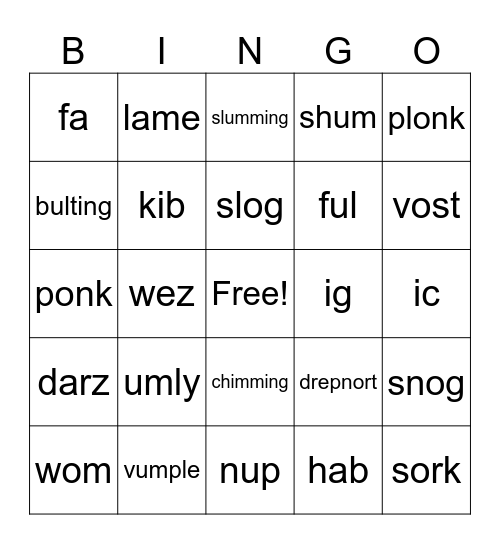 Alphabetic Decoding Bingo Card