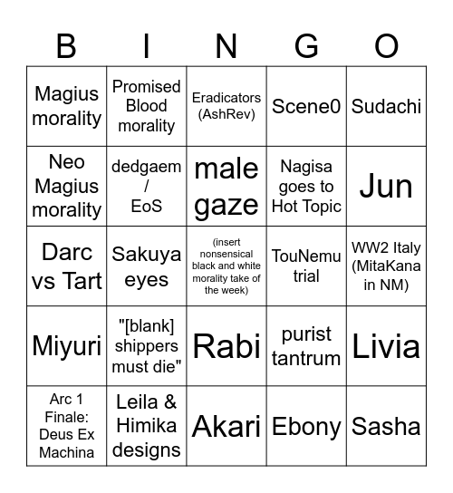 controversy necromancy~ Bingo Card