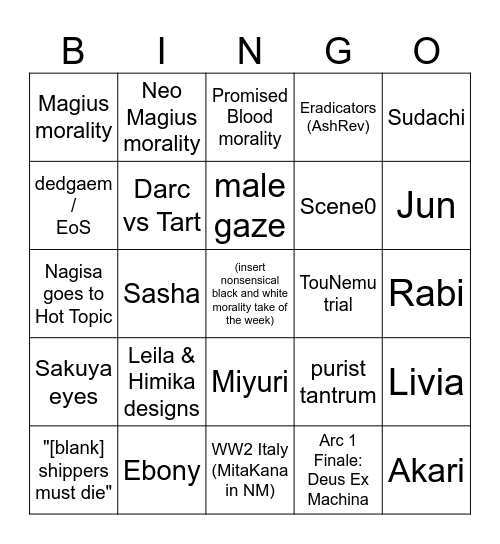 controversy necromancy~ Bingo Card
