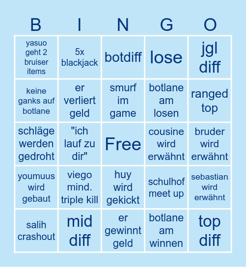 salih vs huy Bingo Card