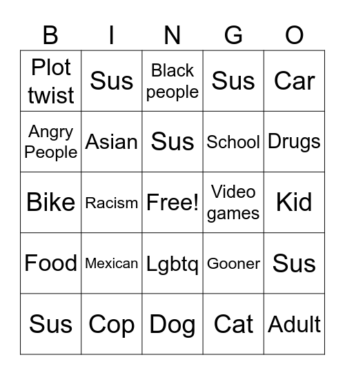 Brain rot Bingo Card