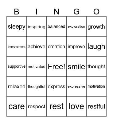 Nouns, adjectives, and verbs Bingo Card