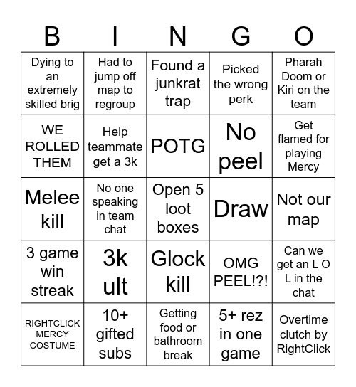 Rightclick bingo! Bingo Card