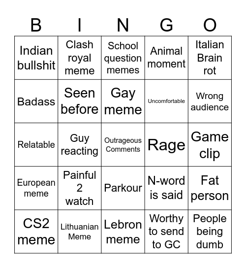 Reels Bingo Card