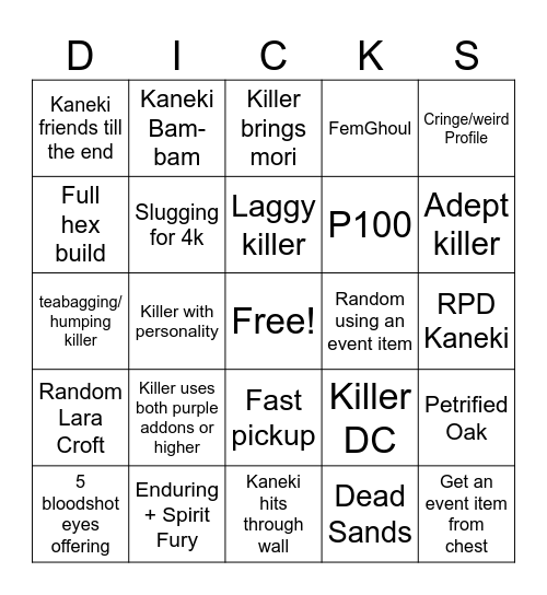 Bloodmoon Peppie Bingo Card