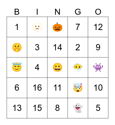 Emoji bingo Card