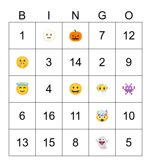 Emoji bingo Card