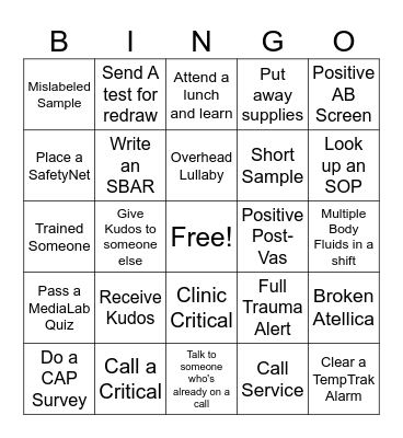 Lab Week Bingo Card