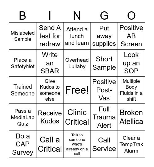 Lab Week Bingo Card
