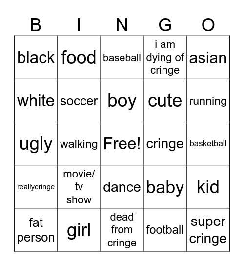 tiktok Bingo Card