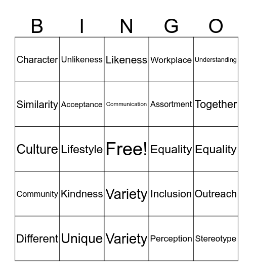 Inclusion & Diversity Bingo Card