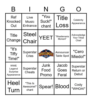 Wrestlemania XLI Bingo Card