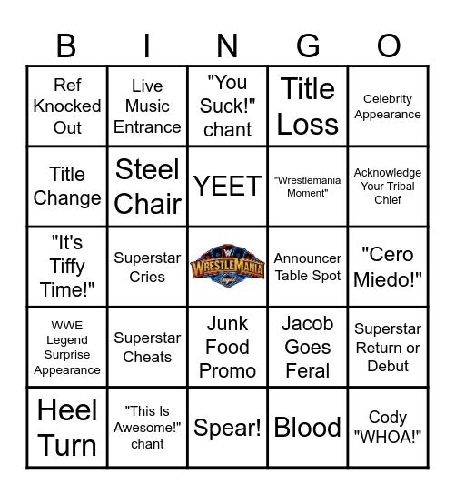 Wrestlemania XLI Bingo Card