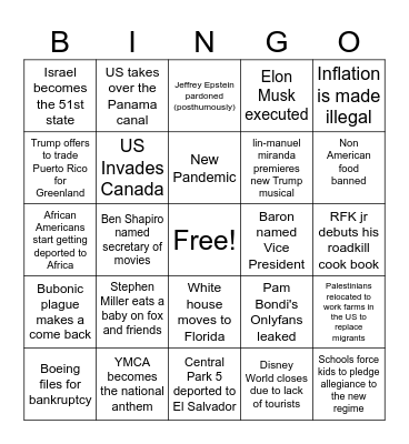 Accelerationist Bingo Card