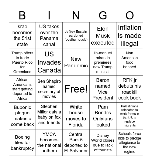 Accelerationist Bingo Card