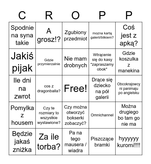 Croppowskie bingo Card