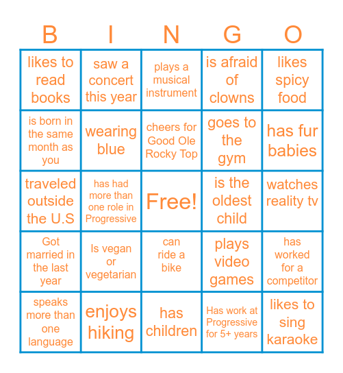 Find the Team Member Bingo Card