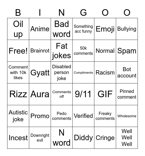 Ig reels bingo Card
