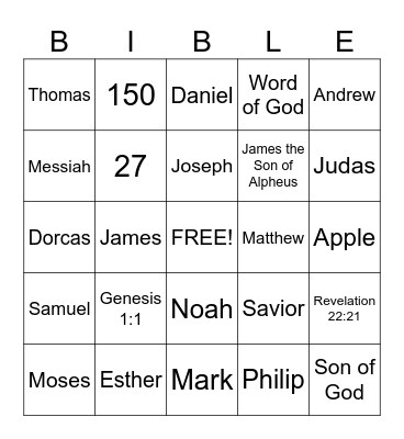 BIBLE BINGO Card