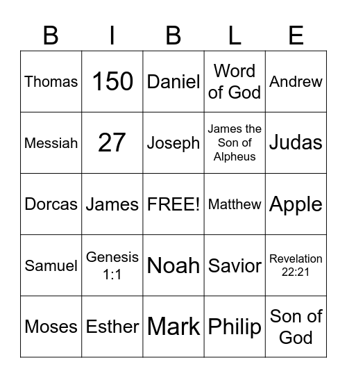 BIBLE BINGO Card