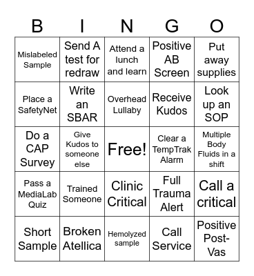 Lab Week Bingo Card