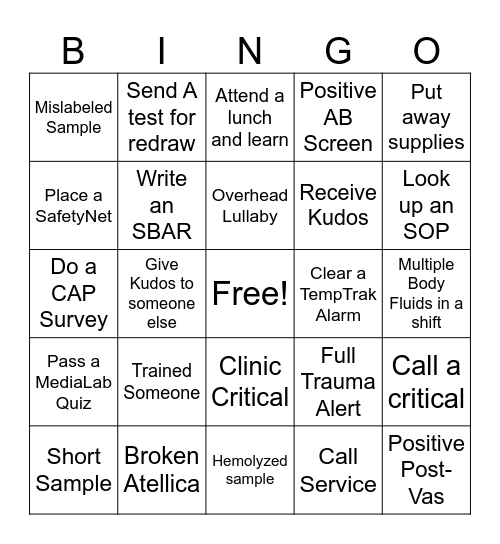 Lab Week Bingo Card