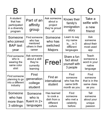 BAP DEI Bingo! Bingo Card